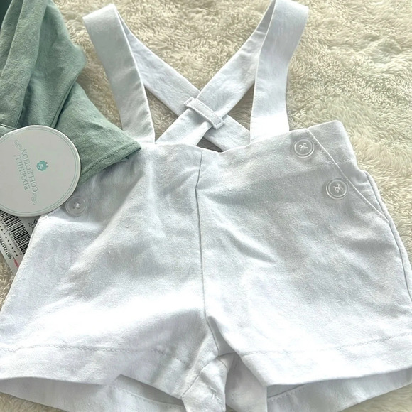 Edgehill Collection NB Suspenders Shorts set Royal Family Sage top, suspenders - Picture 4 of 11
